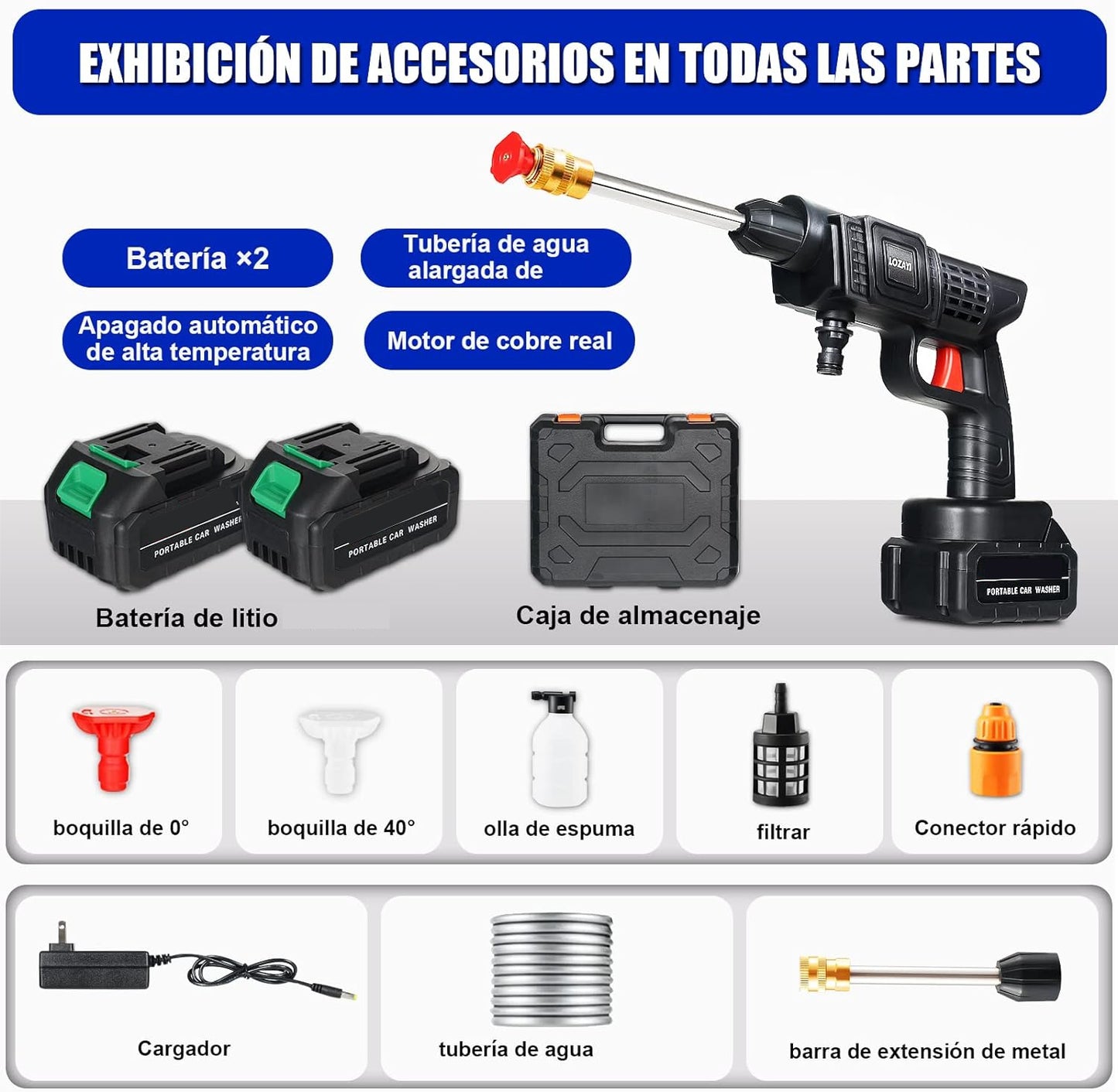 Hidrolavadora inalambrica + Juego de copas 40 piezas