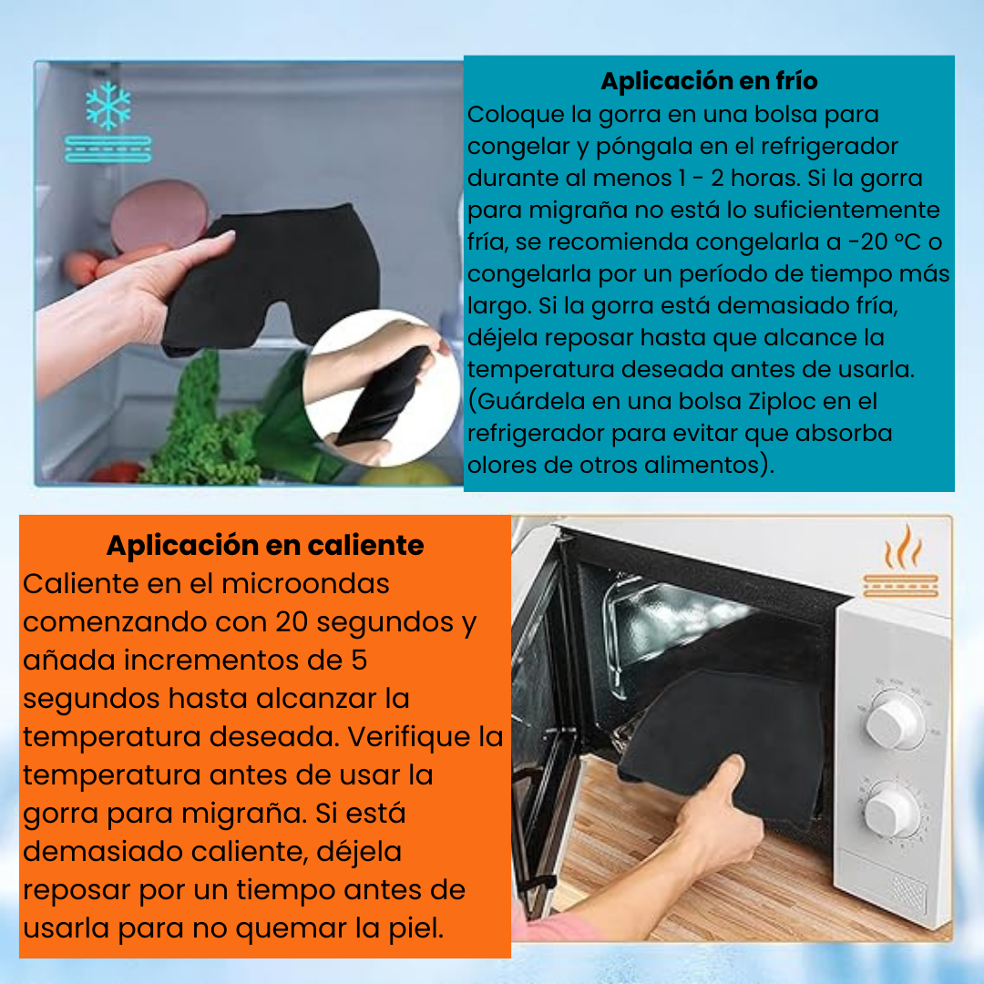 Gorro en gel para migraña o dolor de cabeza